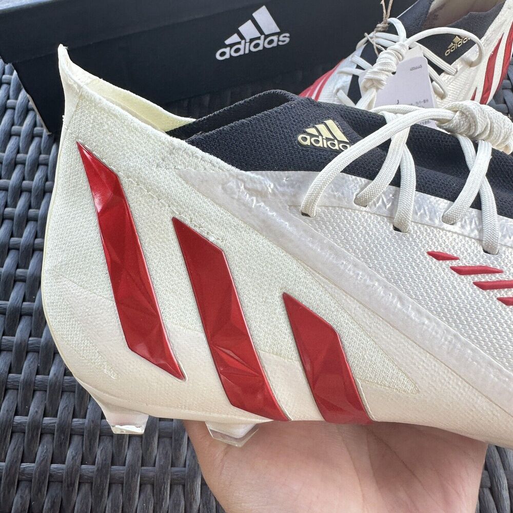 Adidas Predator Edge.1 FG Off White Vivid Red Men's Soccer Cleats H02933 Size 12 - Picture 13 of 15